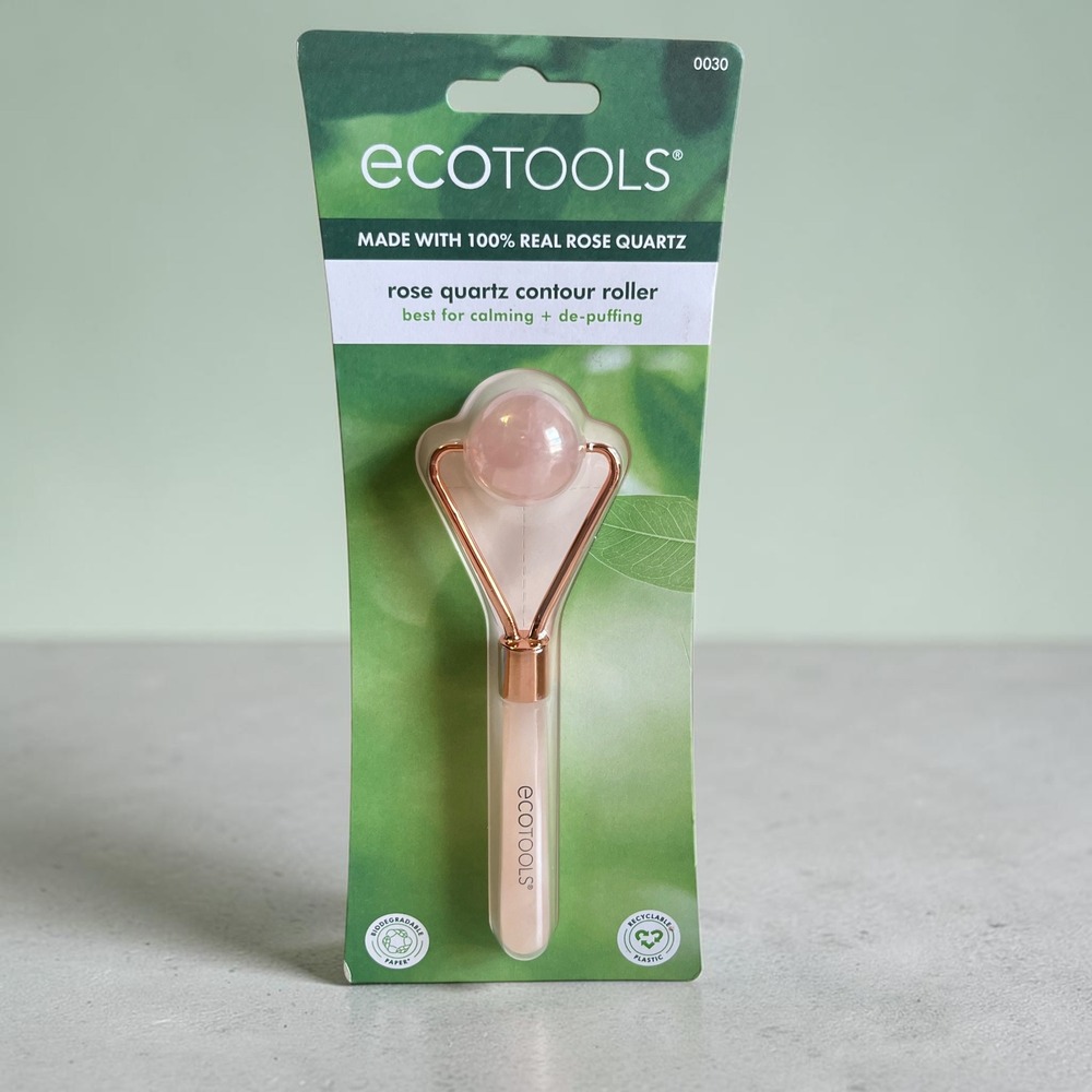 EcoTools Rose Quartz Contour Roller Pink Facial Massager De-Puffing Tool